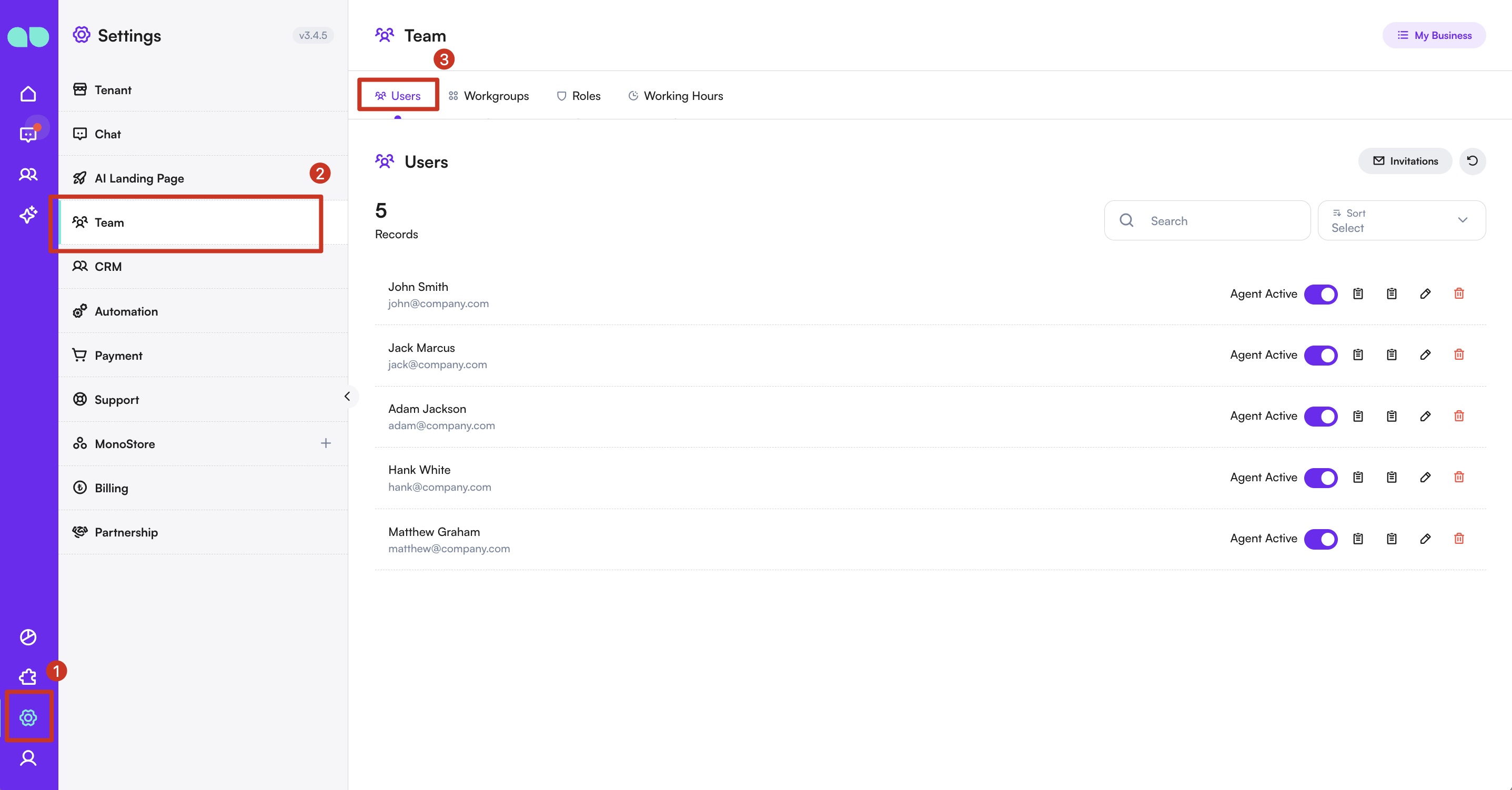Ayarlar Kullanıcılar